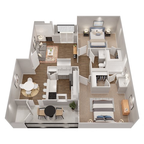 Floor plan for 2 beds, 2 baths, 1016 sqft